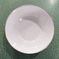 Vintage White Speckled Enamel Camping Bowls, Set of Four, Enamelware Cereal Soup Bowls