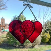 Entwined Hearts Stained Glass Suncatcher, Custom Colors Available