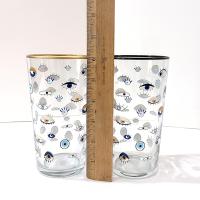 Vintage Anthropologie Rakle Watchful Evil Eye Drinking Glasses, Set of 2, 18 Ounce Eyeball Beer Pint Glasses