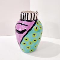 Vintage Jerilynn Babroff Ceramic Pop Art Face Vase, Woman's Face Abstract Pottery