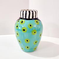 Vintage Jerilynn Babroff Ceramic Pop Art Face Vase, Woman's Face Abstract Pottery