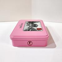 Vintage Fauchon Paris Pink Hinged Lid Storage Tin Box