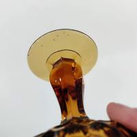 Vintage Fenton Amber Thumbprint Crimped Edge Glass Compote
