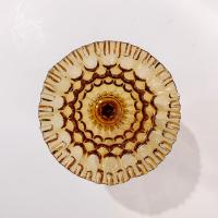 Vintage Fenton Amber Thumbprint Crimped Edge Glass Compote