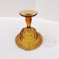 Vintage Fenton Amber Thumbprint Crimped Edge Glass Compote
