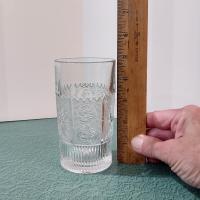 Vintage Westmoreland Princess Feather Clear 9 Ounce Flat Tumblers, Set of Three, EAPG Drinking Glasses, Manganese Glass, UV Reactive Glass