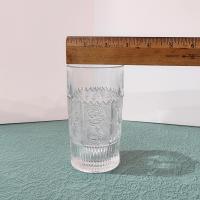 Vintage Westmoreland Princess Feather Clear 9 Ounce Flat Tumblers, Set of Three, EAPG Drinking Glasses, Manganese Glass, UV Reactive Glass