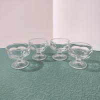 Vintage Federal Glass Footed Dessert Coupes, Set of 4, Pressed Glass Ice Cream Bowls Dishes, FEG15 Pattern