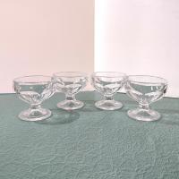 Vintage Federal Glass Footed Dessert Coupes, Set of 4, Pressed Glass Ice Cream Bowls Dishes, FEG15 Pattern