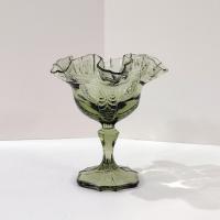 Vintage Fenton Sea Mist Green Empress Ruffled Glass Compote