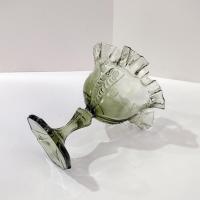 Vintage Fenton Sea Mist Green Empress Ruffled Glass Compote