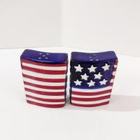 Vintage US Flag Salt and Pepper Shaker Set, Stars and Stripes Salt and Pepper Shakers