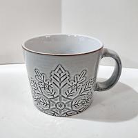 Vintage Gray Ceramic Snowflake Oversized Coffee Soup Mug