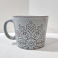 Vintage Gray Ceramic Snowflake Oversized Coffee Soup Mug