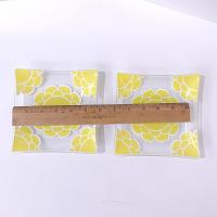 Vintage Colony Indiana Glass Yellow Flower Square Glass Appetizer Dessert Plates, Set of 2, MCM 1960's Servingware