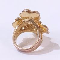 Vintage Copper and Rhinestone Flower Statement Ring, Size 7