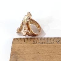 Vintage Copper and Rhinestone Flower Statement Ring, Size 7