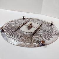 Vintage Antique Sheffield Reproduction Silver Plated Expandable Trivet, Monogram Initial G