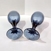 Vintage Fostoria Monet Dark Blue Wine Glasses, Set of Two