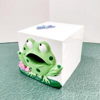 Vintage Green Frog Tissue Box Holder Dispenser, Spring Kleenex Box Cover