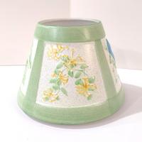 Vintage Large Floral Motif Ceramic Jar Candle Shade Topper, Country Cottage Candle Accessory