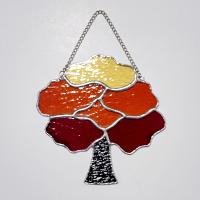 Stained Glass Fall Tree Suncatcher, Autumn Tree Window Decoration, Halloween Fall Decor