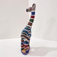 Vintage Mexican Folk Art Hand Crafted Glass Bead Wooden Giraffe Figurine