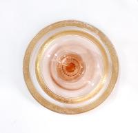 Vintage Glastonbury Rambler Rose Gold Rimmed Footed Mayonnaise Dip Bowl and Serving Plate