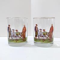 Vintage Golfer Double Old Fashioned Glasses, Golf Player Whisky Rocks Lowball Glasses, Set of 2