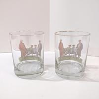 Vintage Golfer Double Old Fashioned Glasses, Golf Player Whisky Rocks Lowball Glasses, Set of 2