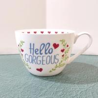Hello Gorgeous Oversized Coffee Tea Mug, Portobello By Design Bone China, Valentines Day Gift