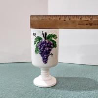 Vintage Hand Painted Ceramic Grape Cluster Goblets, Set of Two, Grape Wine Glasses Chalices