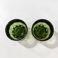 Vintage Anchor Hocking Georgian Green Avocado 5 Ounce Flat Tumblers, Set of Two