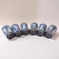 Vintage Jeanette Corinthian Blue Hellenic Greek Roman Themed Glasses, Set of 6