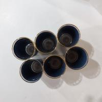 Vintage Jeanette Corinthian Blue Hellenic Greek Roman Themed Glasses, Set of 6