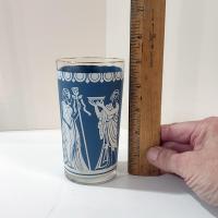 Vintage Jeanette Corinthian Blue Hellenic Greek Roman Themed Glasses, Set of 6