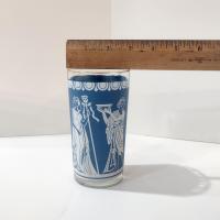 Vintage Jeanette Corinthian Blue Hellenic Greek Roman Themed Glasses, Set of 6
