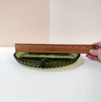 Vintage Indiana Glass Green 4 Section Relish Dish, Olive Green Divided Glass Tray