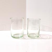 Vintage Handblown Green Glass Tumblers, Set of Two, Juice Glasses