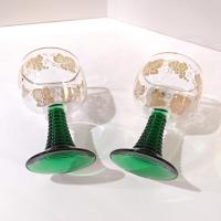 Vintage Green Roemer Wine Glasses with Gold Grapevine Design, Set of 2,  Beehive German Roemer Coupe Wine Glass