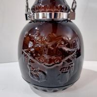 Vintage Large Glass Beer Growler, Ocean Pride Crab Beer Growler Bottle with Ceramic Rubber Gasket Lid