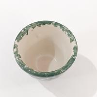 Vintage Green Spongeware Ceramic Custard Cup, Gerald E. Henn Pottery