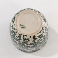 Vintage Green Spongeware Ceramic Custard Cup, Gerald E. Henn Pottery