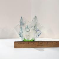 Large Aquatic Themed Fused Glass Handkerchief Vase, Fish and Frog Design, Beach Decor