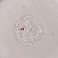 Vintage Rose Red Spongeware Ceramic Dinner Plate, Workshops of Gerald E Henn Pottery