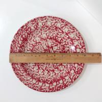 Vintage Rose Red Spongeware Ceramic Dinner Plate, Workshops of Gerald E Henn Pottery