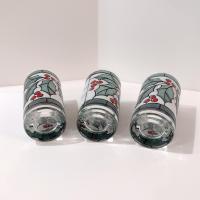 Vintage West Virginia Glass Specialty Snowy Holly and Berries 12 Ounce Highball Glasses, Set of Three