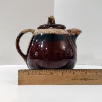 Vintage Hull Pottery Brown Drip Glaze Ceramic Teapot with Lid