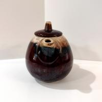 Vintage Hull Pottery Brown Drip Glaze Ceramic Teapot with Lid