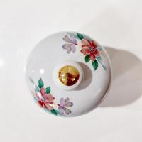 Vintage Hummingbird and Flowers Ceramic Canister Airtight Storage Jar Container, Morgana Collection Pink and Blue Floral Lidded Jar